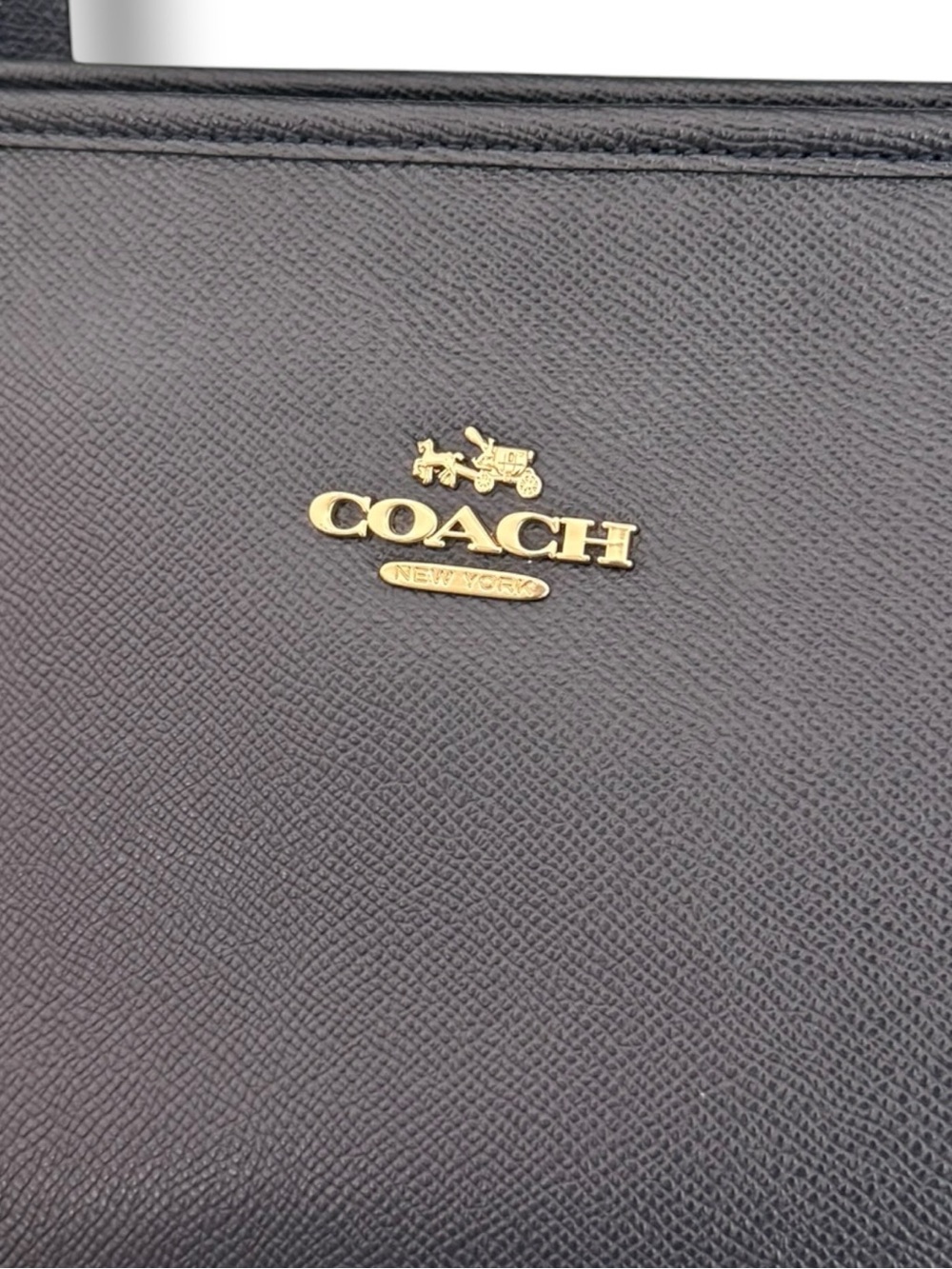 COACH Large City Tote Bag Coated Crossgrain Leather Tote, Navy, EUC - Picture 7 of 15